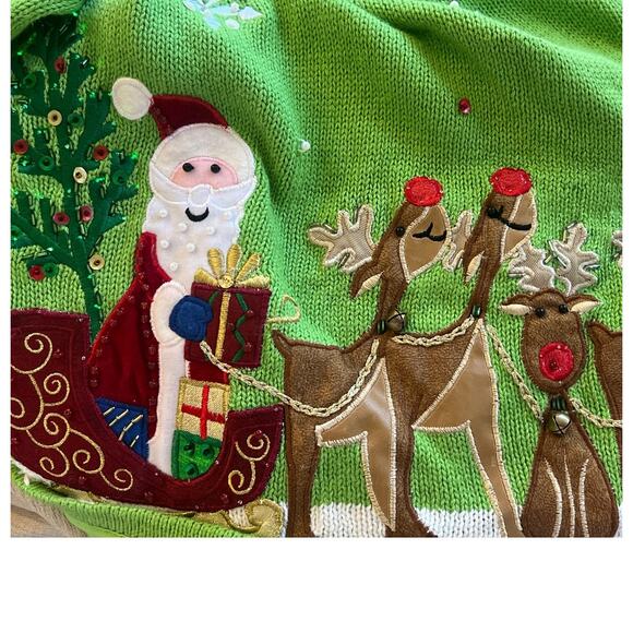 NWT Quacker Factory Santa's Reindeer Light Up Christmas Sweater Womens 2X TESTED - Picture 5 of 16